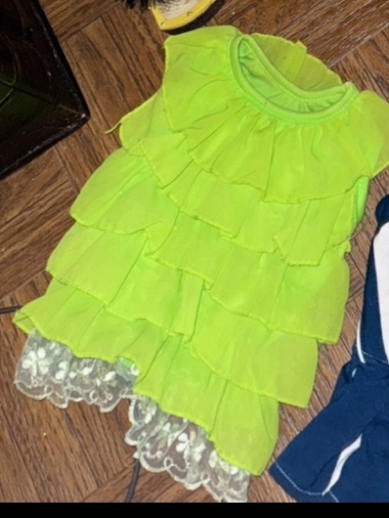 Other - Ruffle Dress - Bright line spring summer girly themed tea Greenfun cute  lace S